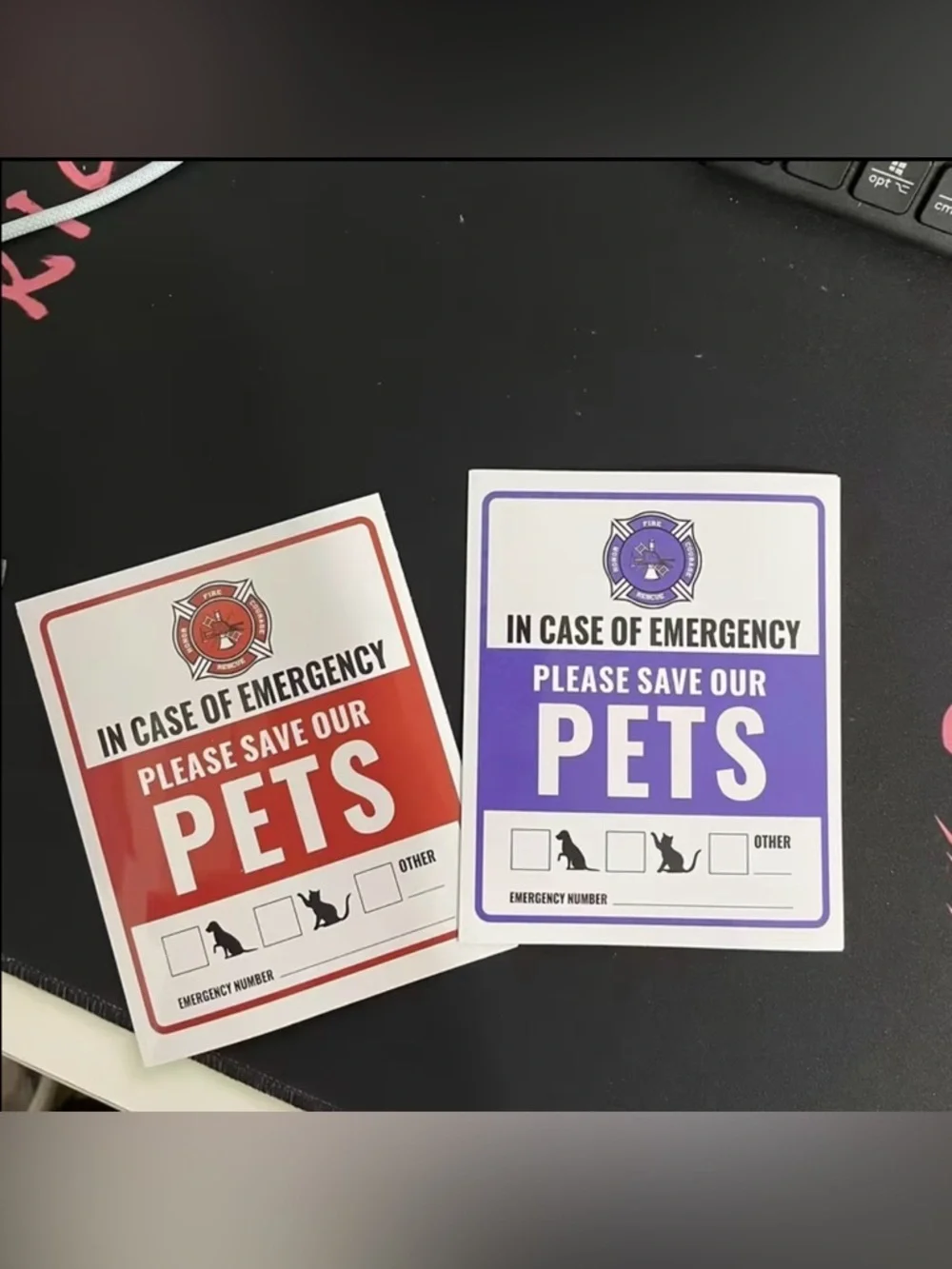 Please Save Our Pets Emergency Sign - Red & White